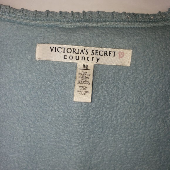 Victoria's Secret Country Blue One Piece Fleece Sleep Romper Size Medium - Picture 4 of 6
